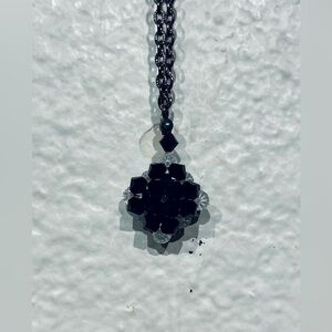 Vintage Black Crystal Cluster Pendant Necklace